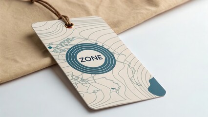 A detailed close up of a product tag labeled ZONE