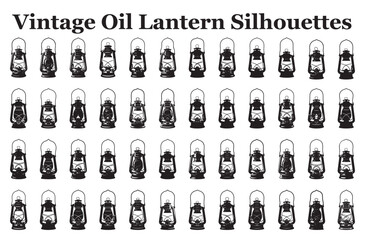 Vintage Oil Lantern Silhouettes