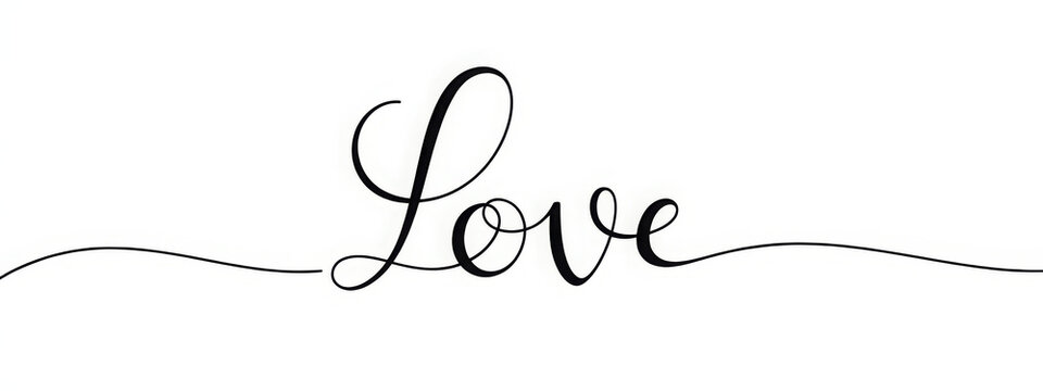Continuous one line drawing of love typography lettering script font typographic lineart design. Minimalism concept of romantic card, banner, and poster sign and symbol. 