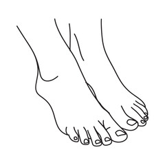 Simple line drawing depicting a pair of human feet focusing on their outline