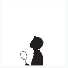 silhouette of a girl with a mirror