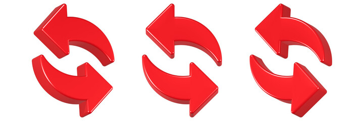 refresh icon 3d render red color