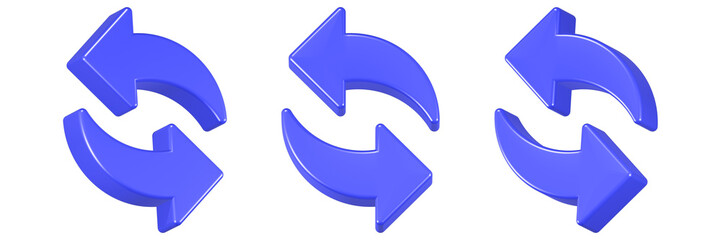 refresh icon 3d render blue color