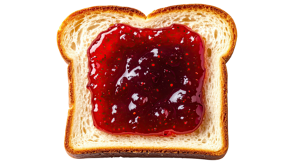 Close-up of toast with a generous serving of red, shimmering fruit jam