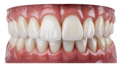 Displaying perfect white teeth alongside swollen gums highlighting gingivitis, emphasizing the importance of dental hygiene and the impact of oral health issues on well being 