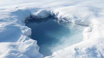 Dark icy pool vs powdery snow contrast