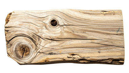 Close-up of weathered wooden plank showing knots, grains, and cracks