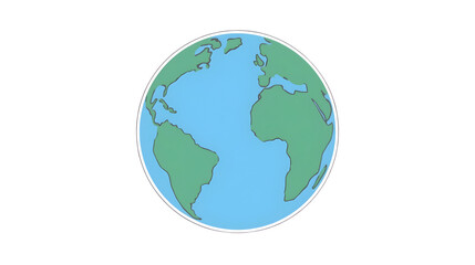 Fototapeta premium Simple cartoon illustration of Earth globe with green continents and blue oceans, perfect for global concepts and environmental awareness designs