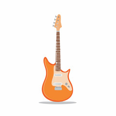 Naklejka premium Orange electric guitar illustration in modern style, musical instrument, vector art, music equipment for rock concert
