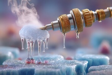 Cryogenic Liquid Nitrogen Freezing Cells with Medical Tool