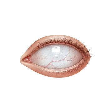 Medical Illustration Of Red Irritated Human Eye Showing Vascular Congestion