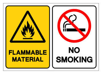 Obraz premium Flammable Material No Smoking Symbol Sign, Vector Illustration, Isolate On White Background Label. EPS10