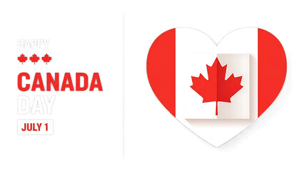 Obraz premium A festive design for happy canada day on july 1 with heart-shaped flag isolated on transparent background