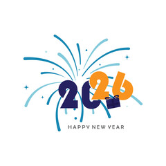 Happy New Year 2026 text effect firework star confetti Background
