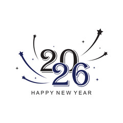 Happy New Year 2026 text effect firework star confetti Background