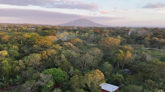 Green landscape in Central America Nicaragua aerial drone view