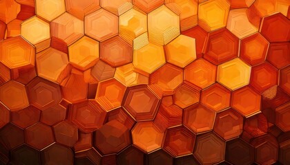 Abstract Honeycomb Pattern with Warm Orange and Yellow Tones.