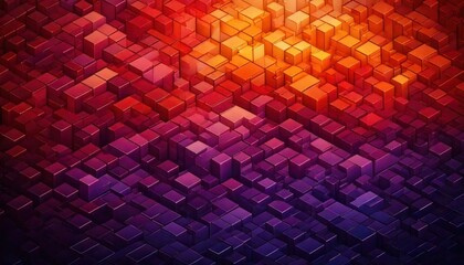 Abstract Isometric Cubes with Vibrant Color Gradient Background.