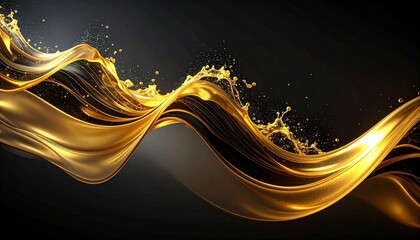 Golden waves of liquid flowing across a dark surface during a creative design process