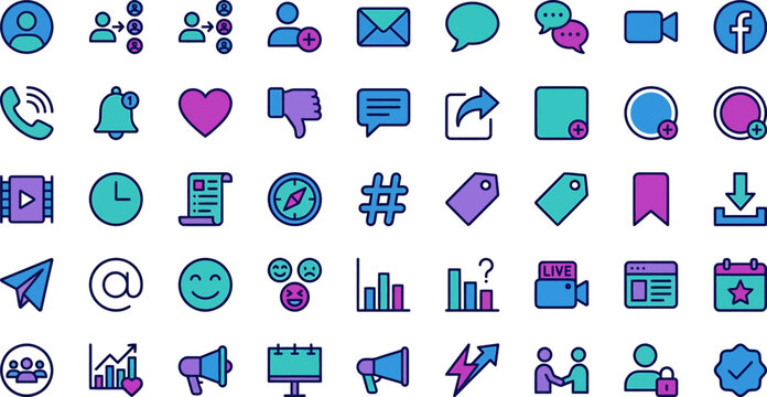A collection of grayscale vector icons depicting various communication and interface elements on transparent background high quality professional detailed modern elegant