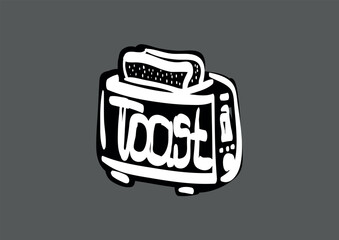 Toaster machine sketch engraving black and white outline.