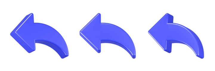 arrow back icon 3d render blue color