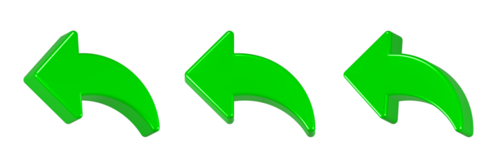 arrow back icon 3d render green color