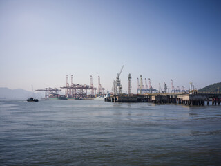 Fototapeta premium Port Operations at Songyu Harbor, Xiamen, Fujian