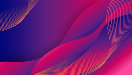 Abstract Purple Pink Gradient Wave Background with Dynamic Line Pattern for Website Banner, Business Presentation and Digital Design Vector