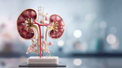 Detailed Visualization of Kidney Cross Section Features in Laboratory Setting with Clean Background