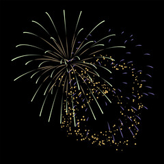 Firework Vector with black background.