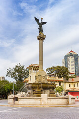 Fototapeta premium Fountain on the Marco Polo Square in the Italian style neighbourhood of Tianjin, China