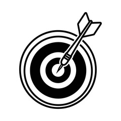 Dart hitting center of bullseye target icon for success goals