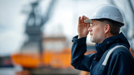 Faceless marine engineer overseeing ship construction shipbuilding industry stock photo naval architecture marketing maritime engineering services construction management port