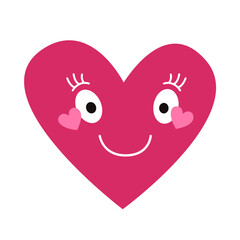 Smiling heart shaped character, love emotions. Vector illustration for Valentine's Day card, wedding invitation.