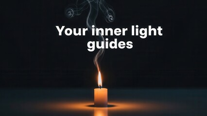 Candle flame with smoke and inspirational text