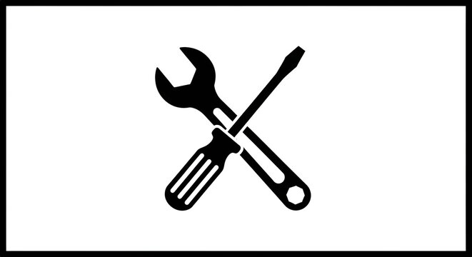 Crossed Wrench and Screwdriver Vector Icon (Service and Repair Symbol)