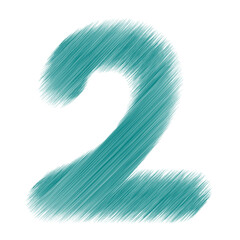 Teal Number Two Handdrawn Sketch Effect