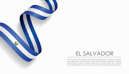 El Salvadoran flag wavy ribbon, symbolizing national pride, ideal for patriotic or cultural design themes. Vector illustration.