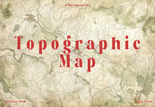 6 Topographic Map Backgrounds. Aged Paper, Vintage Contour Lines and Terrain Relief.