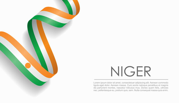 Niger flag wavy ribbon, symbolizing national pride, ideal for patriotic or cultural design themes. Vector illustration.