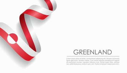 Greenland flag wavy ribbon, ideal for patriotic or cultural design themes. Vector illustration. © Khvost