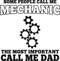 Mechanic Dad Quote with Gear Icons Typography Design