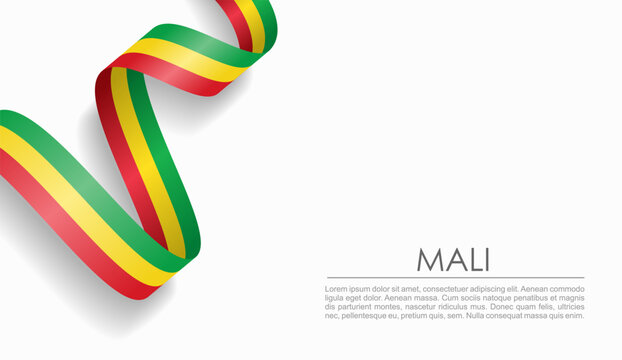 Malian flag wavy ribbon, ideal for patriotic or cultural design themes. Vector illustration.