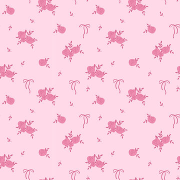 Seamless pink pattern with rose flowers. Vector floral background