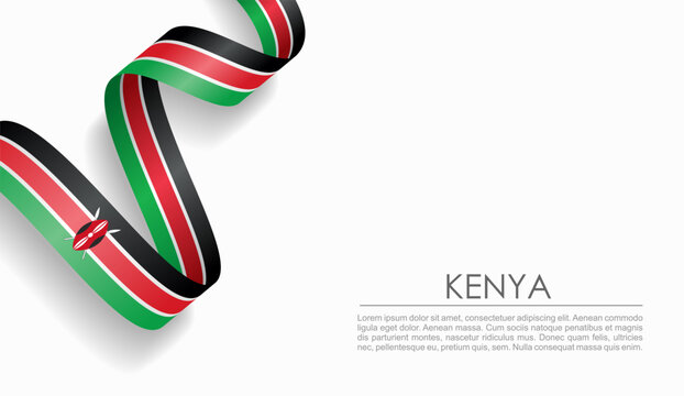 Kenyan flag wavy ribbon, ideal for patriotic or cultural design themes. Vector illustration.