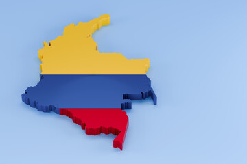 Colombia map displaying national flag colors