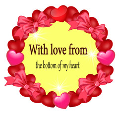 wreath with hearts and an inscription