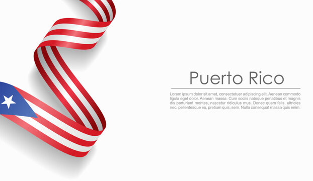 Puerto Rican flag wavy ribbon, symbolizing national pride, ideal for patriotic or cultural design themes. Vector illustration.