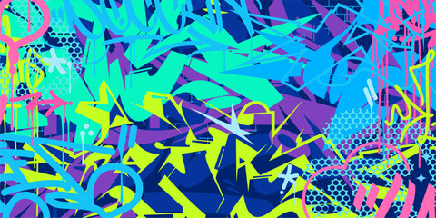 Colorful Abstract Urban Style Hiphop Graffiti Street Art Vector Illustration Background Template